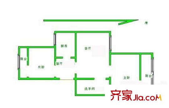 车站南里户型图户型图 2室2厅1卫1厨