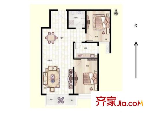 阳光好东东 2室 户型图