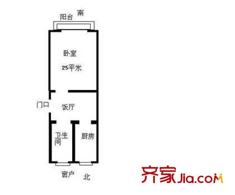 杨庄北街户型图户型图 1室1厅1卫1厨