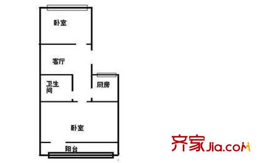 杨庄北街户型图户型图 2室1厅1卫1厨