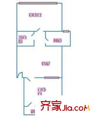 杨庄北街户型图户型图 2室1厅1卫1厨
