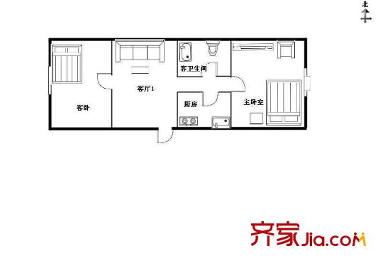 韩庄子东里户型图户型图 2室1厅1卫1厨