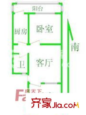 杨庄北街户型图户型图 2室1厅1卫1厨