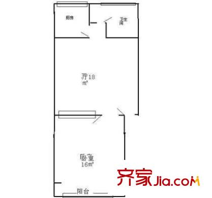 杨庄北街户型图户型图 1室1厅1卫1厨