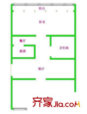 杨庄北街户型图户型图 2室2厅1卫1厨