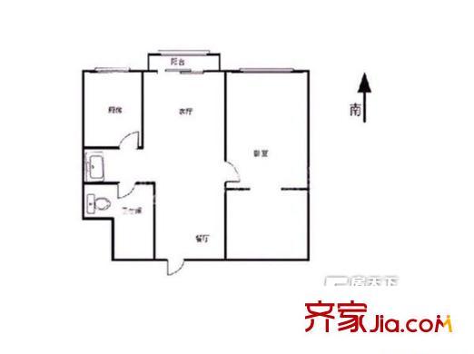 方恒东景户型图户型图 2室2厅1卫1厨