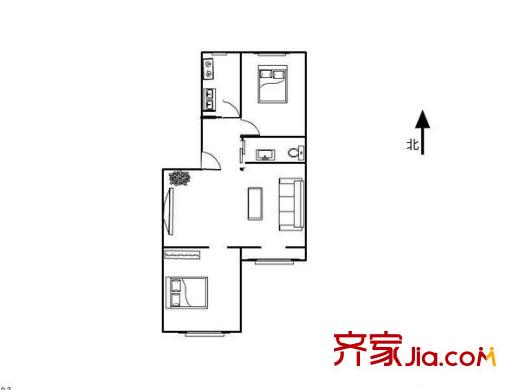 玉桥北里 2室 户型图