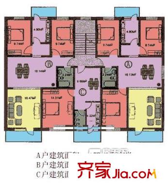 万福家园户型图户型图 3室2厅1卫1厨