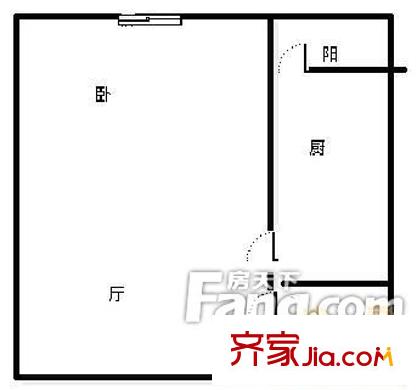 方恒东景户型图户型图 1室1厅1卫1厨