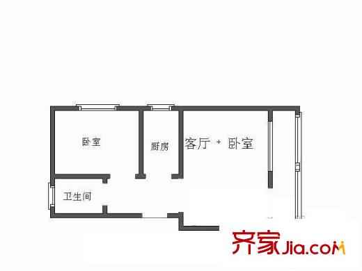 玉桥北里 1室 户型图