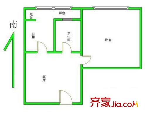 万福家园 1室 户型图