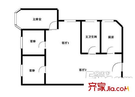 果园西小区户型图户型图 3室2厅1卫1厨