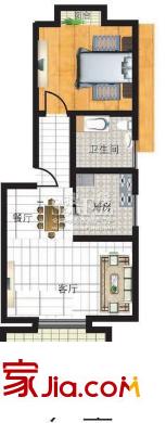 嘉筑北京户型图7C户型 1室2厅1卫1厨
