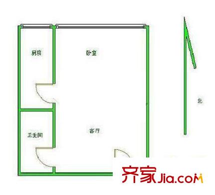 乔庄北区户型图户型图 1室1厅1卫1厨