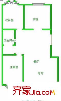 乔庄北区户型图户型图 2室2厅1卫1厨