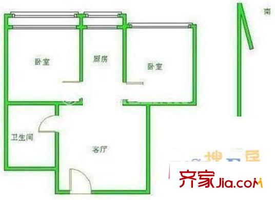 乔庄北区户型图户型图 2室1厅1卫1厨