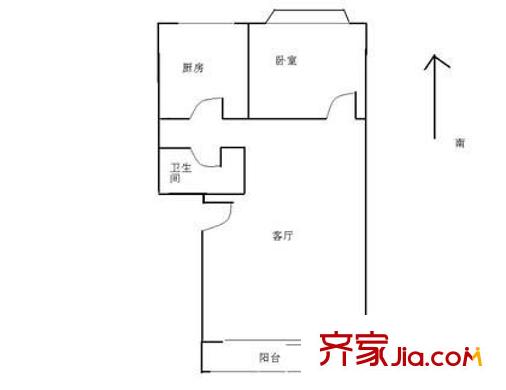潞潮佳苑户型图户型图 1室1厅1卫1厨
