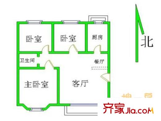 潞潮佳苑户型图3室 户型图 3室2厅1卫1厨