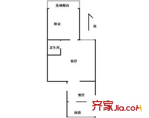 潞潮佳苑户型图户型图 1室2厅1卫1厨