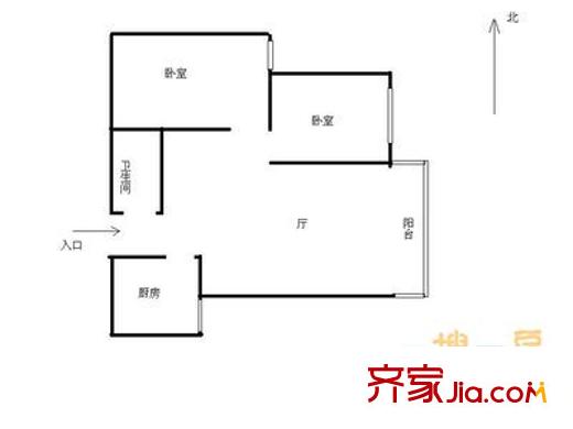 华源一里8号院 2室 户型图