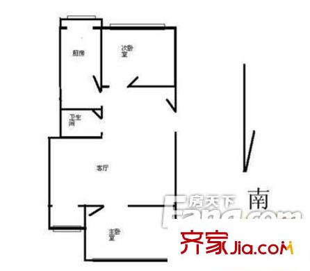 四海公寓2居 户型图