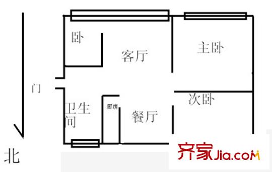 四海公寓户型图户型图 3室2厅1卫1厨