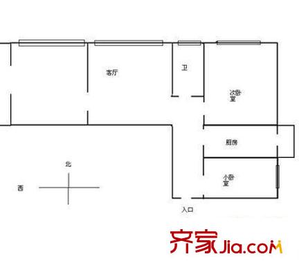 大柳树甲17号院户型图户型图 3室1厅1卫1厨