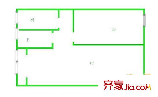 桃花岛户型图户型图 2室1厅1卫1厨