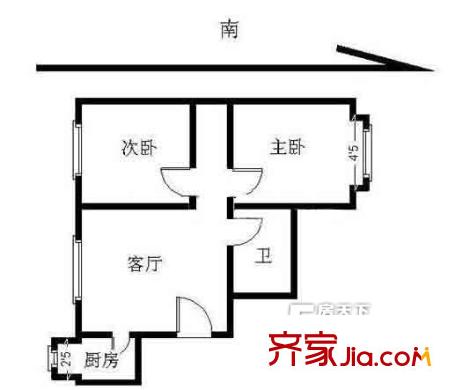 前进花园牡丹苑 2室 户型图
