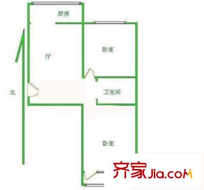 大柳树甲17号院户型图户型图 2室1厅1卫1厨