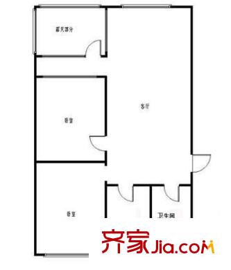 大柳树甲17号院户型图户型图 2室1厅1卫1厨
