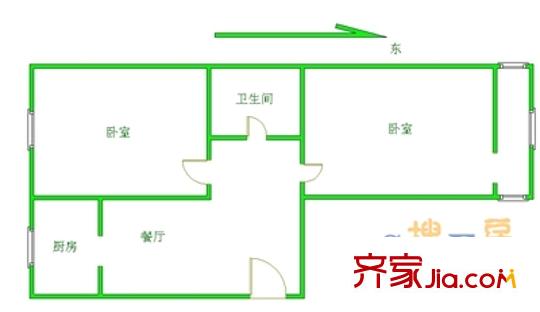 西革新里124号院 2室 户型图