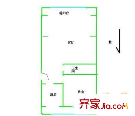 龙府花园户型图户型图 1室1厅1卫1厨