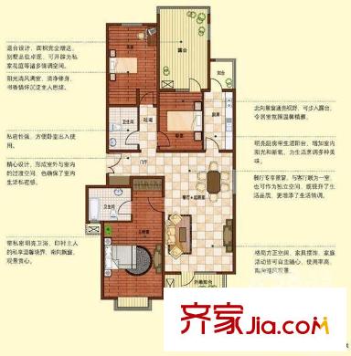 桃花岛 3室 户型图