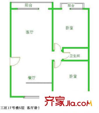 前进花园牡丹苑 2室 户型图