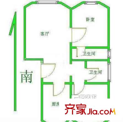 前进花园牡丹苑 2室 户型图