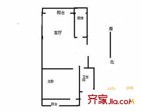 西革新里124号院 1室 户型图