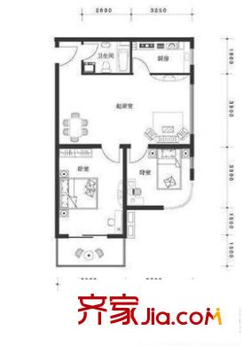万方景轩户型图户型图 2室1厅1卫1厨
