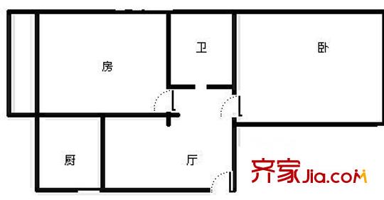 永顺南里户型图户型图 2室1厅1卫1厨