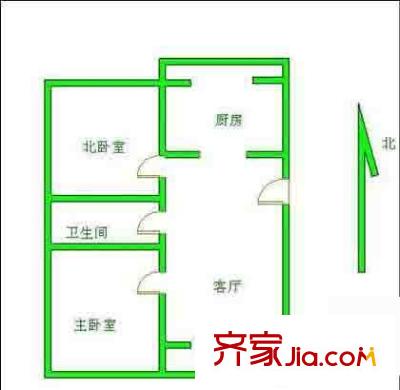 永顺南里户型图户型图 2室1厅1卫1厨