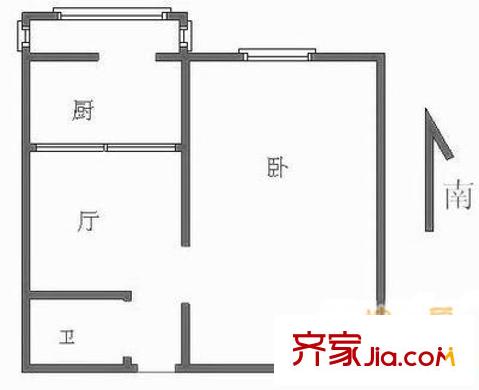 炮局胡同 2室 户型图