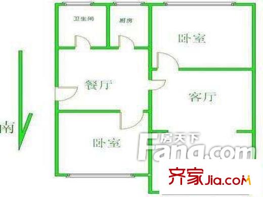 气象局家属院户型图户型图 3室1厅1卫1厨