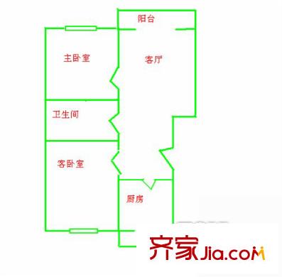 果园235号院户型图户型图 2室1厅1卫1厨