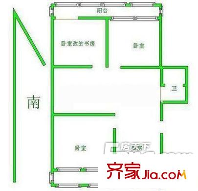 果园235号院户型图户型图 2室1厅1卫1厨