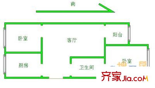 运河居 2室 户型图