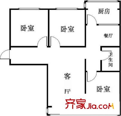 枫露花园户型图3室 户型图 3室1厅1卫1厨