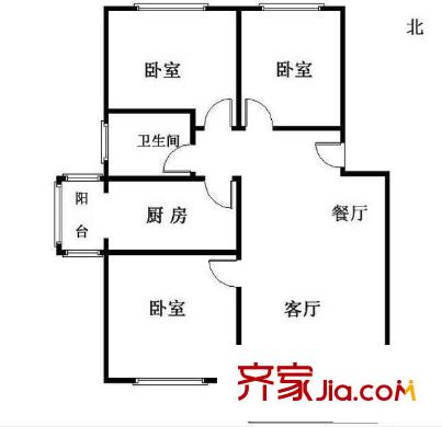 枫露花园户型图3室 户型图 3室1厅1卫1厨