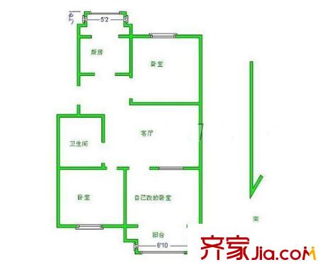 枫露花园户型图2室 户型图 2室1厅1卫1厨