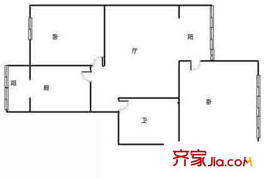 永顺南里户型图户型图 2室1厅1卫1厨