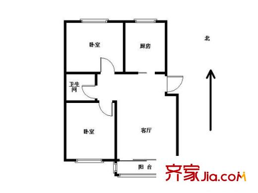 运河居 2室 户型图